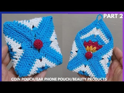 Crochet granny square coin pouch part 2.easy to learn for beginners.
