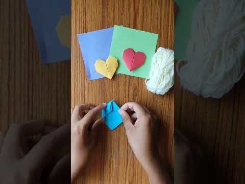 DIY heart origami | puffy heart | paper craft without fevicol #youtubeshorts #shorts
