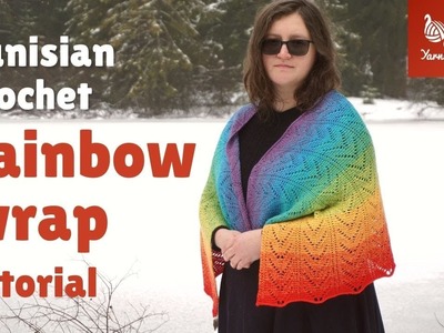 Free Tunisian crochet lace wrap pattern - Rainbow love