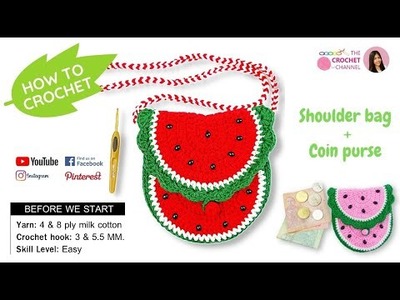 How to Crochet a Beautiful Watermelon Bag Crochet  Fruit Crochet Bag For kids ????????????