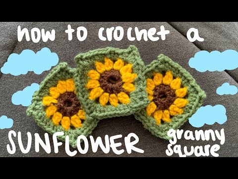 How to crochet a sunflower granny square