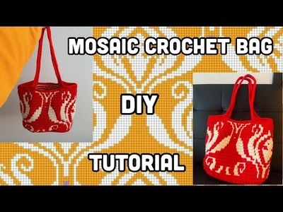 How to Crochet Mosaic Crochet Bag. Mosaic Crochet Tutorial. DIY Large Tote Bag. Crochet Tutorial
