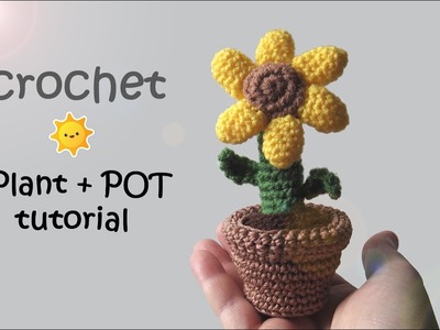 How to Crochet Sunflower in a Pot Amigurumi ???? Step by step Tutorial