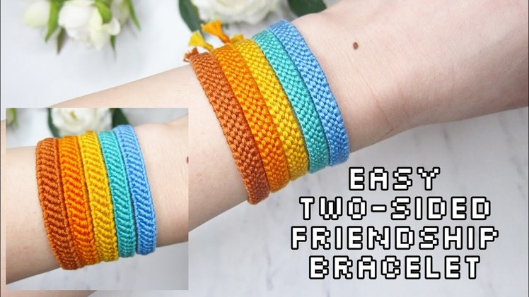 How to make minimalistic, one color, friendship bracelet. easy, two-sided, string bracelet tutorial