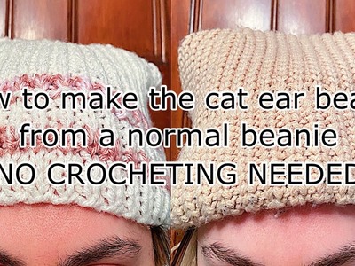 How to make the cat ear beanie from a normal beanie (no crocheting)
