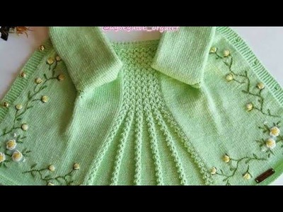 New hand knitting woolen frock design for your princess