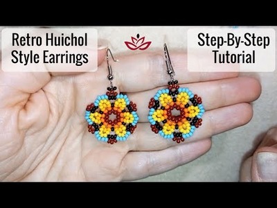Retro Flowers Huichol Earrings - Tutorial || DIY