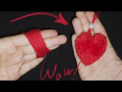 Super Easy Pom Pom Heart Making Idea with Fingers - Amazing Valentine's Day Crafts- DIY Yarn Heart