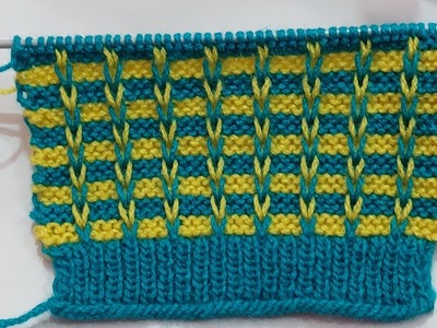 Sweater knitting of two color yarn. very easy knitting pattern