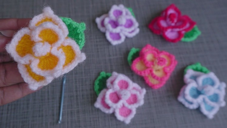 Woolen rose????flower #Crochet rose #Beautiful and Colourfull rose making idea @Creative Sarita