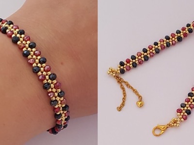 Zigzag crystals bracelet.Simple and elegant bracelet.Easy bracelet making at home.Diy Beading