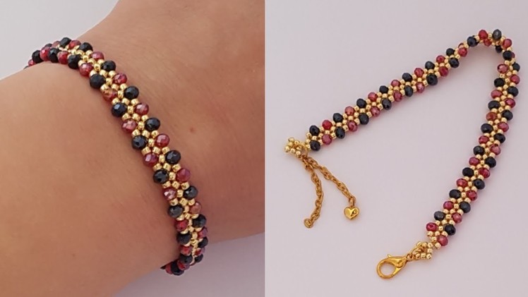 Zigzag crystals bracelet.Simple and elegant bracelet.Easy bracelet making at home.Diy Beading