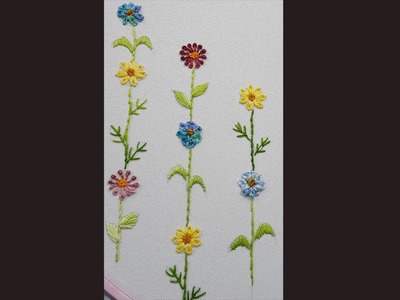 3 types of flowers Flower line for blouse design Floral embroidery