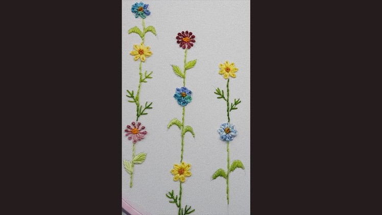 3 types of flowers Flower line for blouse design Floral embroidery
