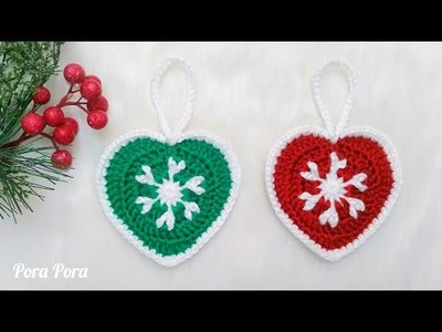 Crochet Christmas Heart Ornament I Crochet Christmas Ornaments