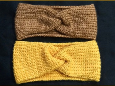 Knitting Headband with a twist | Knitting ear warmer (in Hindi)
