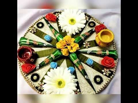 Mehandi cone decoration ideas. mehandi thaal.easy and simple diy idea for mehandi.wonderful art