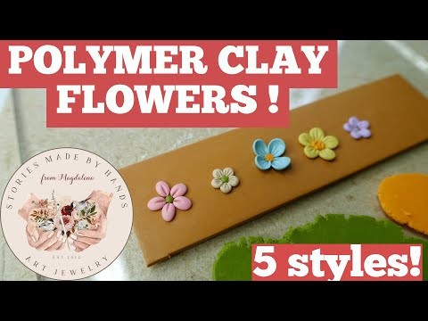 5 Polymer Clay Flowers for making Polymer Clay Earrings. Beginner's Guide. Floral Clay Tutorial