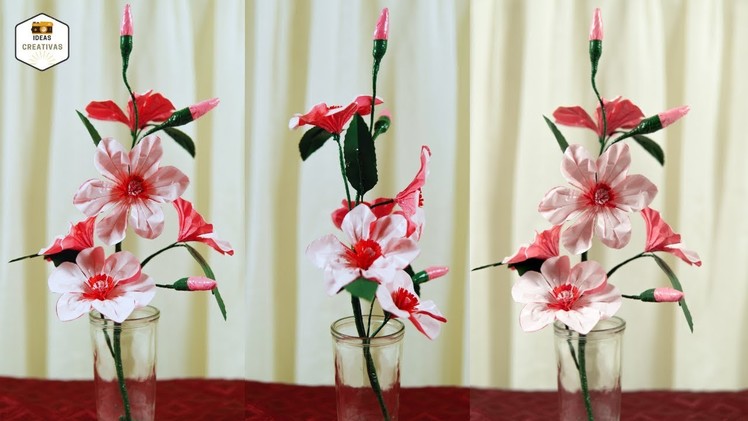 Arreglo de flores con bolsas plásticas | Centro de mesa para eventos | Manualidades sencillos