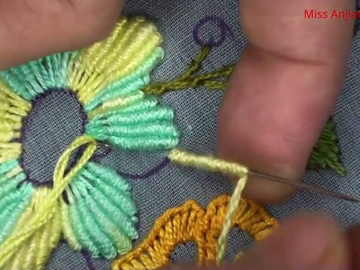 Bullion Knot Flower Design, Hand Embroidery Flower Stitching Tutorial