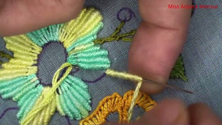 Bullion Knot Flower Design, Hand Embroidery Flower Stitching Tutorial