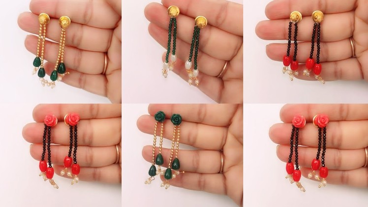 #diyHow to make Earrings#jewellery#makingvideos  #hangings #latest#beads #making@House of fashion