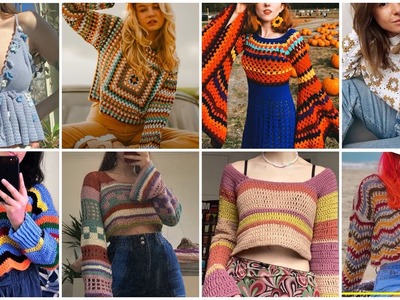 Fancy Crochet knitted pattern Top.crop top.blouse designs