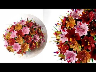 Foamiran flowers | Crafts| ribbon flowers | DIY flowers | flower making | tutorials | Glitter foam