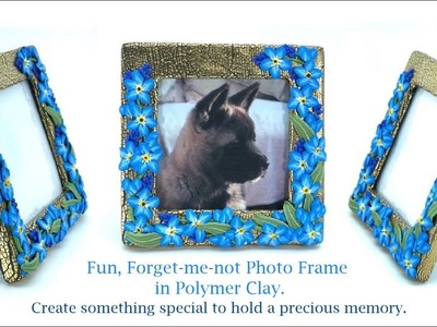 Fun, Forget me not Photo Frame in Polymer Clay