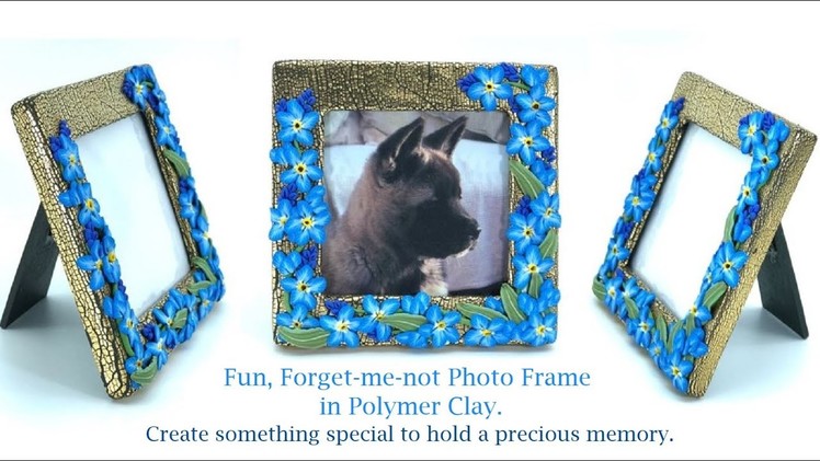 Fun, Forget me not Photo Frame in Polymer Clay