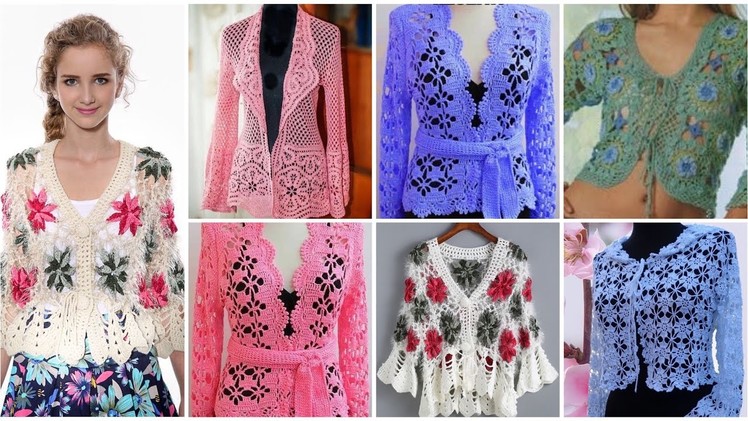 Granny crochet flower lace pattern jackets.bolero jackets designs