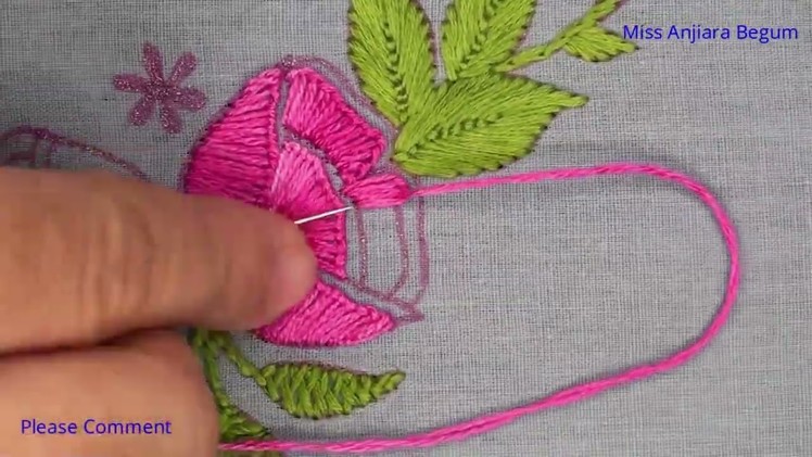 Hand embroidery Rose Flower Design, Hand Embroidery Tutorial