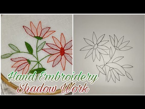 Hand Embroidery Shadow Work Drawing and Stitching | Hand Embroidery Design tutorial for beginners