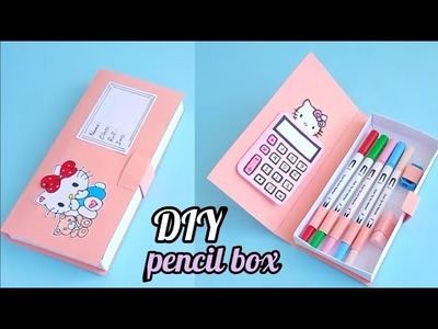 How to make a paper pencil box| DIY paper pencil box idea| Easy origami box| school supplies|
