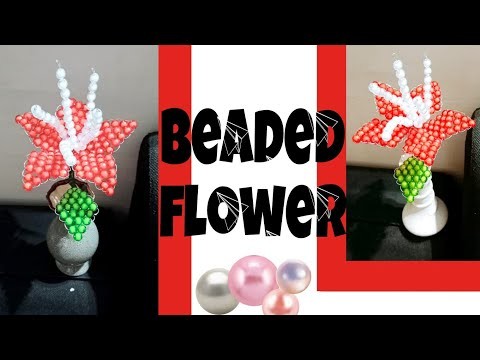 How to make beaded flowers | using pearl | pearl beaded flower