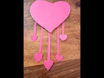 How to make paper heart shape Wall Hanger|| #crafts# DIY wall Hanger #shorts