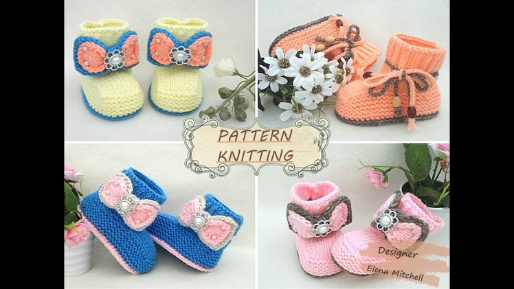Knitted baby shoes, knit. crochet pattern PDF | Designer Elena Mitchell