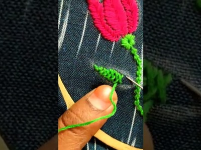 Leaf using Herringbone Stitch #shorts #herringbone #leaf #beginners #handembroidery