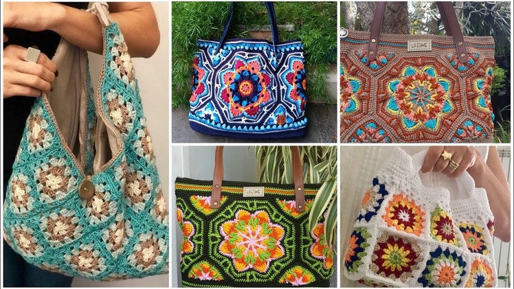 Most Beautiful boho style crochet square pattern bag.shoulder bag designs