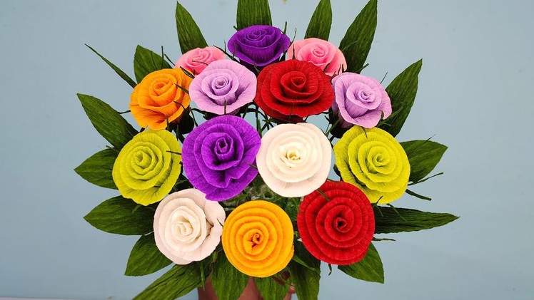 Paper Rose For Home Decoration - DIY Paper Flower Roses - Easy Roses Flowers