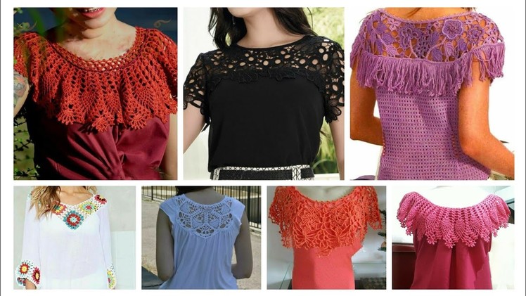 Trendy & Styish Fancy Cotton Crochet knitted Lace Flower pattern Neck design For Casual blouse????
