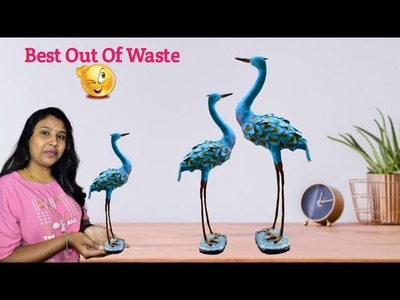 Amezing Big Size Birds Showpiece making ideas. best out of waste. Home Decor Ideas. gift item diy