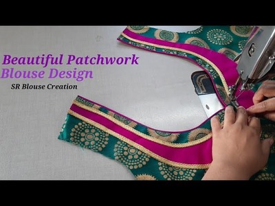 Beautiful patchwork blouse back neck design | Cutting and stitching back neck design
