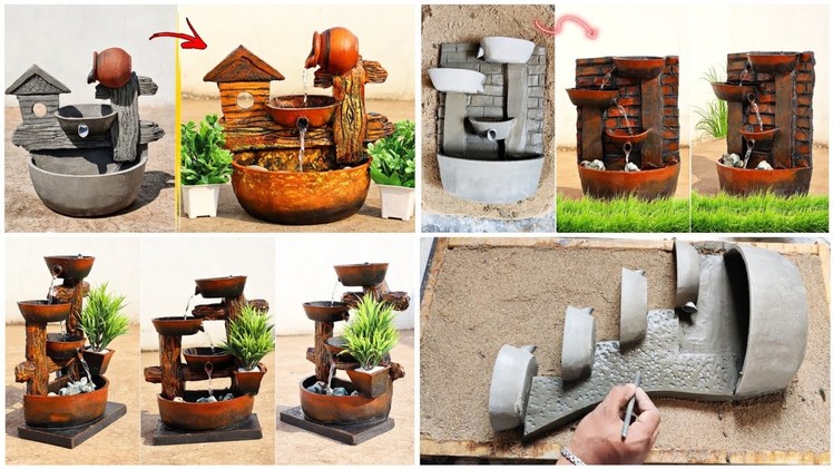 Cement Craft - 4 Best Indoor Desktop Waterfall Fountains Making at Home