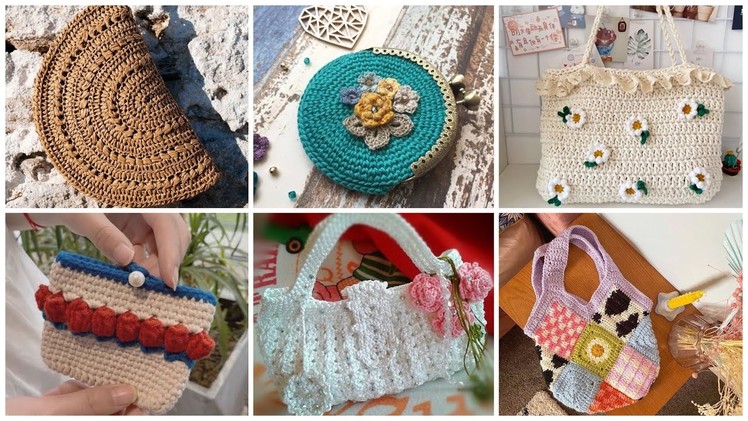 Cute mini size granny crochet pattern colorful bag.pouch bag.hand purse designs