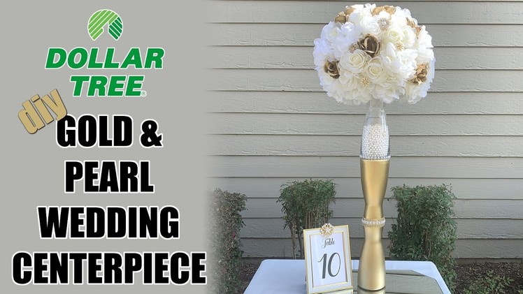 D.i.y. Dollar Tree Gold and Pearl Centerpiece Vase