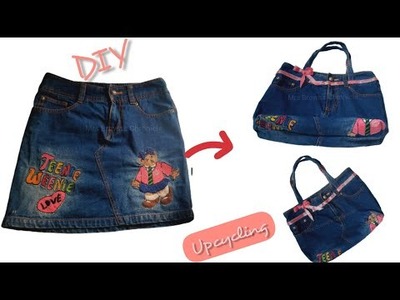 DIY Bag from old jeans. Best jeans upcycle idea. DIY BAG