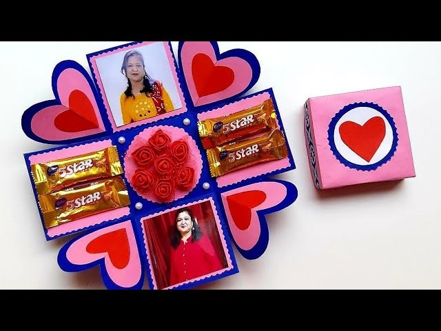 DIY Birthday Greeting Card for Mother.Chocolate photo explosion box.Mother's Day card.card for Mom