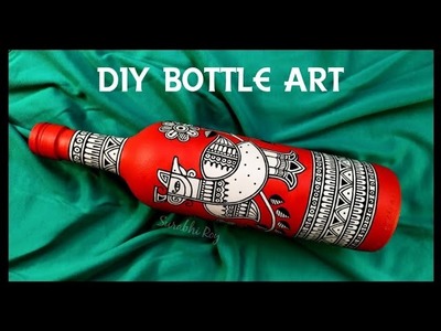DIY Bottle Art Painting | Unique & Elegant Bottle Art | Folk Art | @Colour Wings by Surabhi.