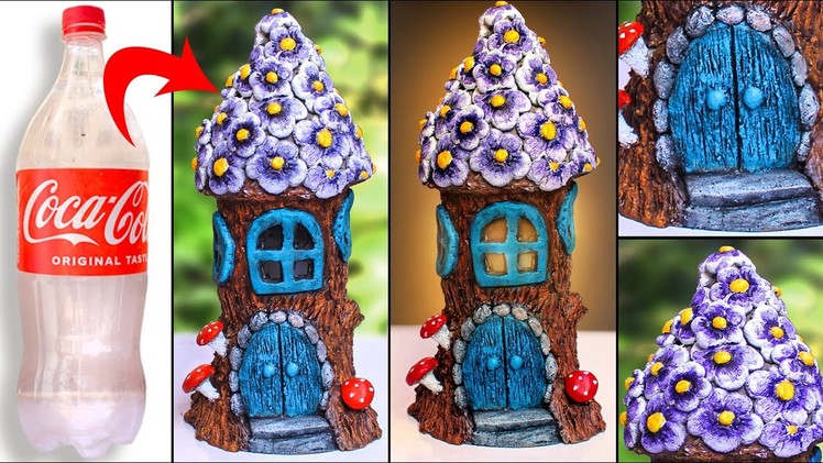DIY Fairy House Lamp Using Plastic Bottle & Cement | Handmade Fairy House For Garden Decoration